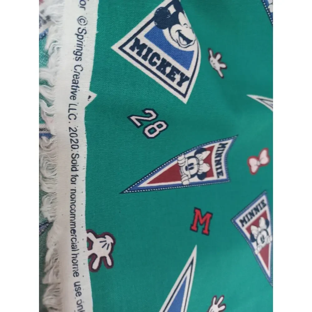 Cheer Flags Mickey Minnie Springs Disney Green Cotton Fabric 1 Pc 50